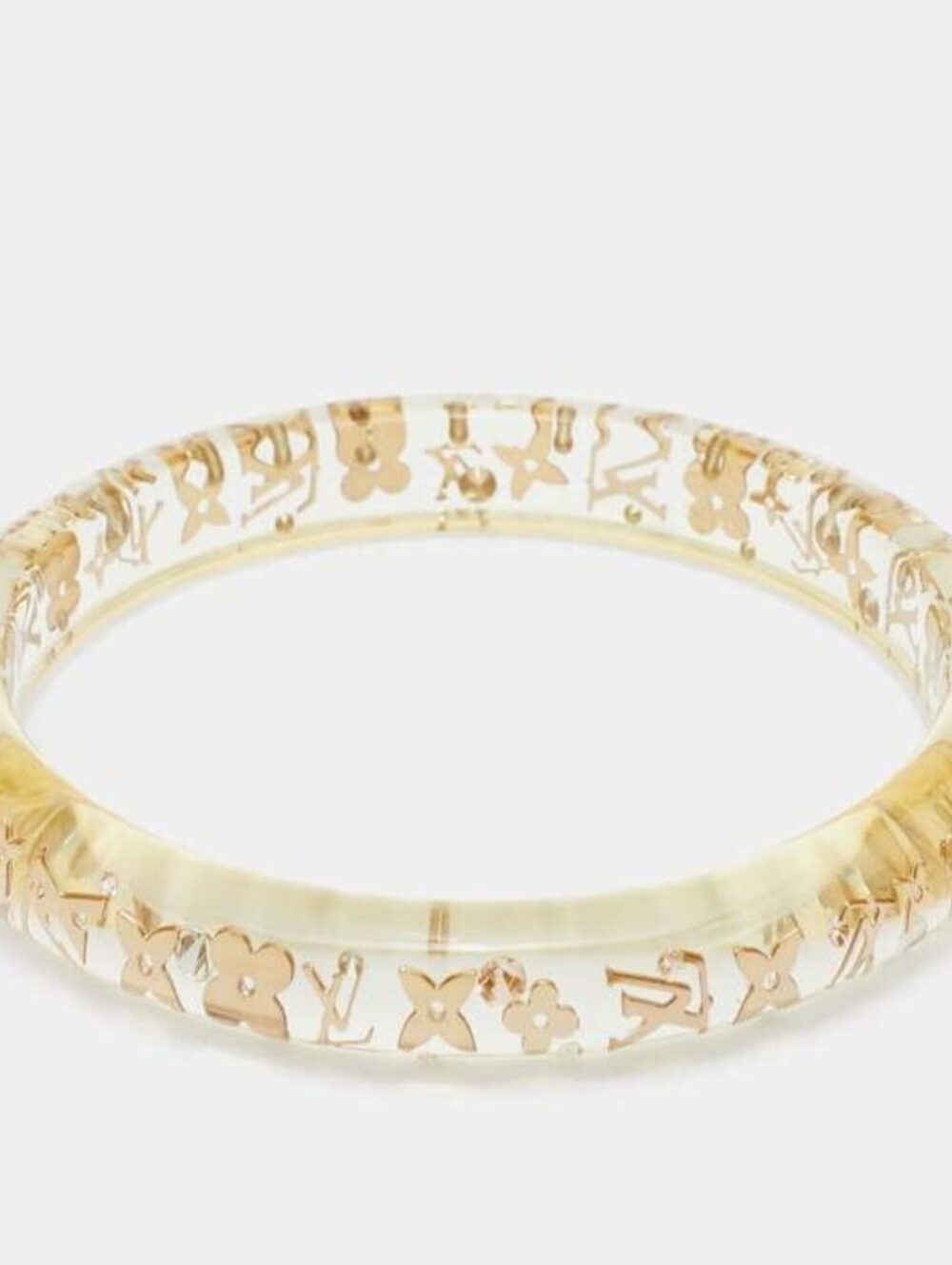 Louis Vuitton Clear Resin Gold Tone Monogram Inclusion Bangle Bracelet